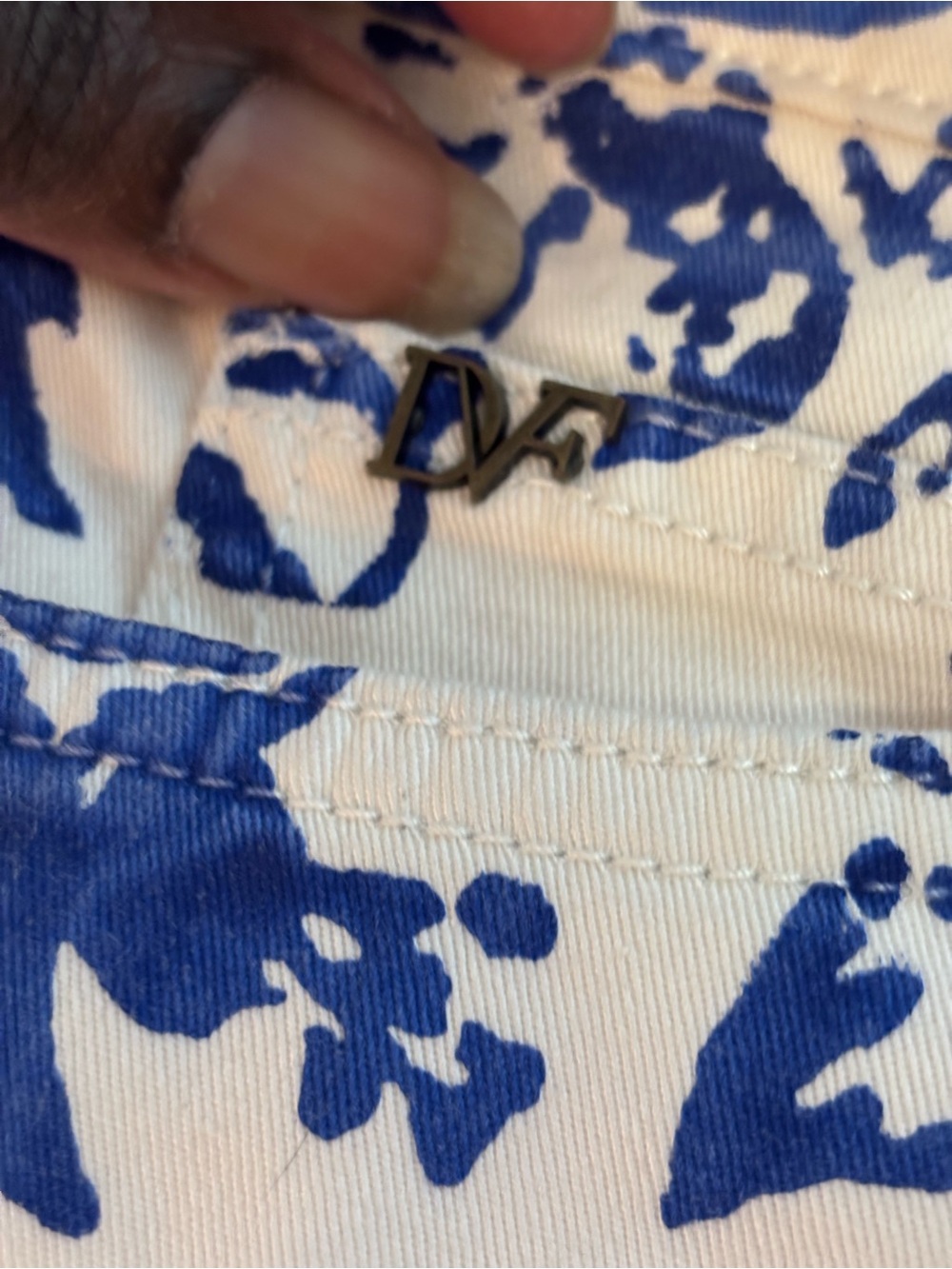 Current/Elliott x DVF Floral Blue White Watercolor Denim Jeans - Picture 14 of 16